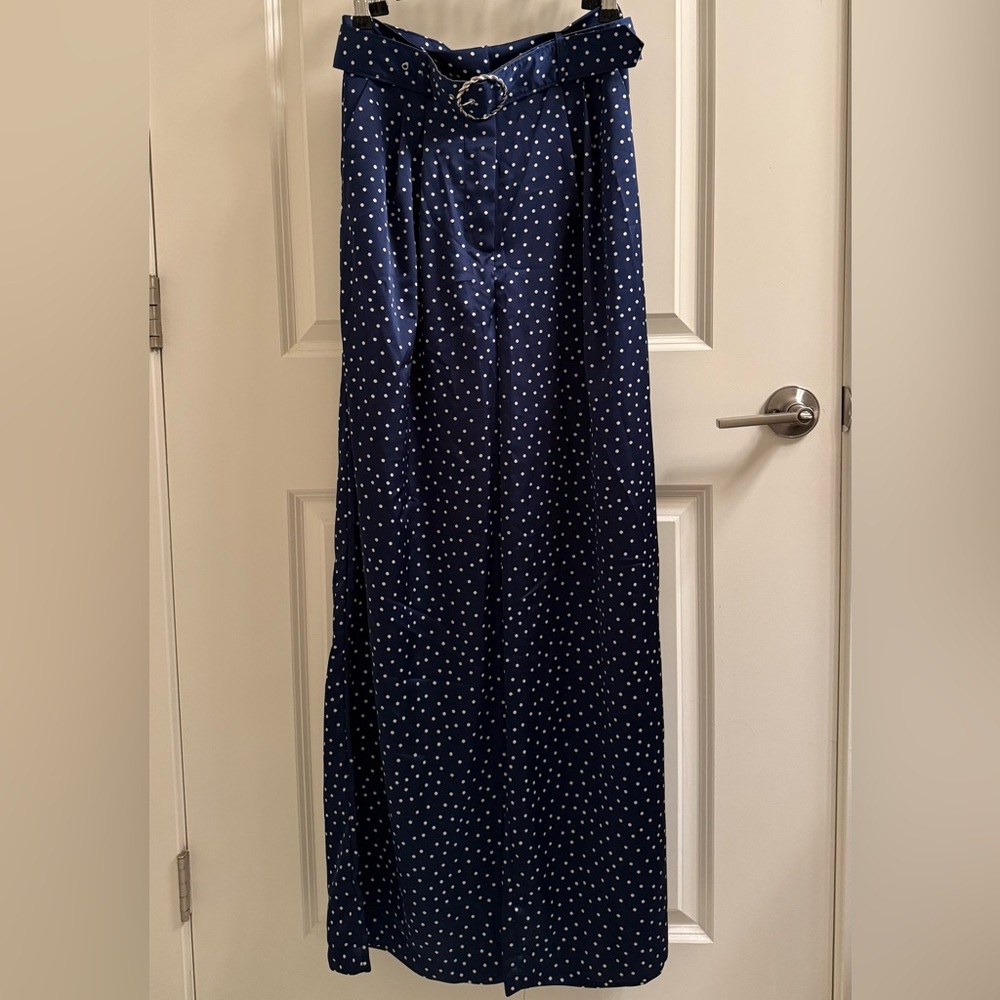 Mango Navy and White Polka Dot Trousers